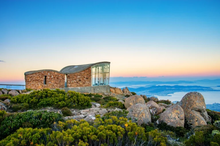 Scenic view from Mount Wellington summit at sunset