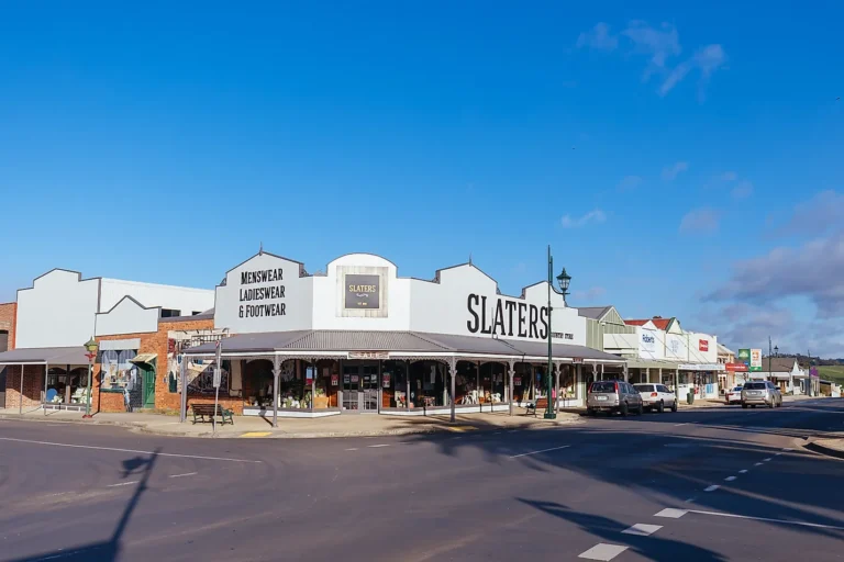 Historic main street in Sheffield, Australia