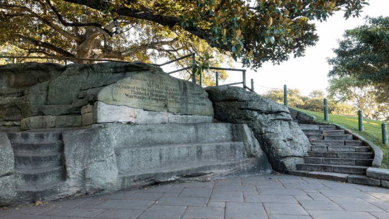 Historic sandstone bench Mrs Macquarie's Chair in Sydney