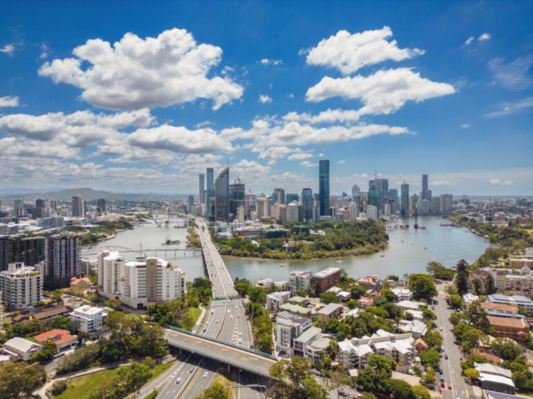 Brisbane skyline with river and bridge