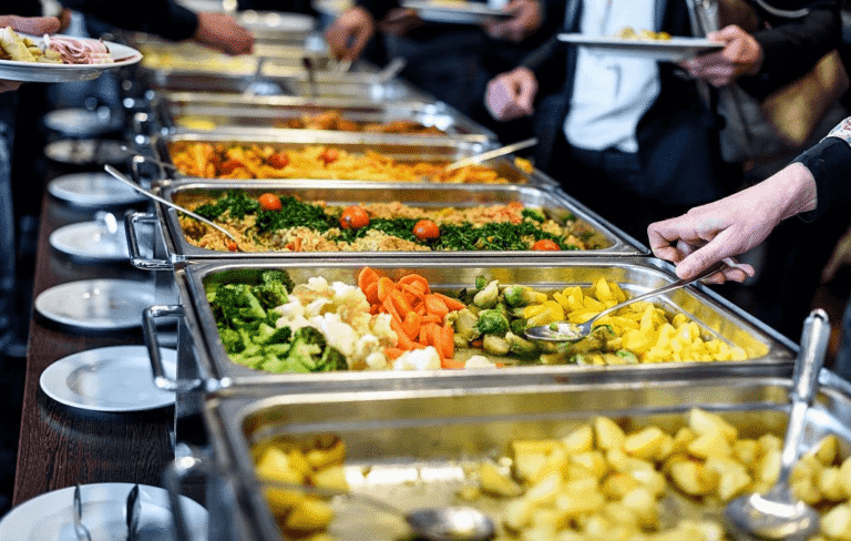 Buffet luncheon with various dishes in Australia