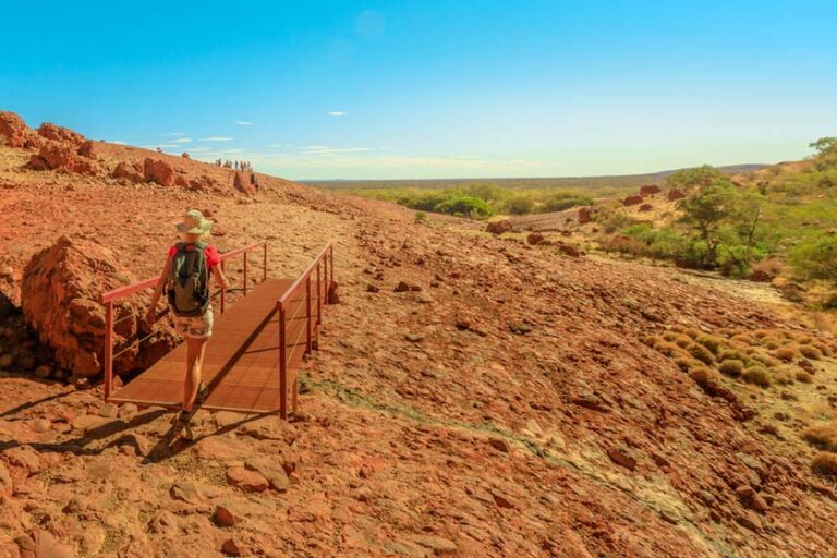 Hiker exploring Kata Tjuta in the Australian Outback