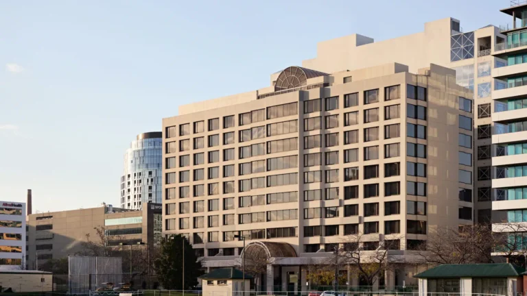 View of a hotel building in Melbourne.