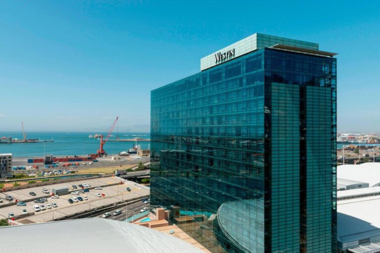 Westin Hotel overlooking Cape Town harbor.