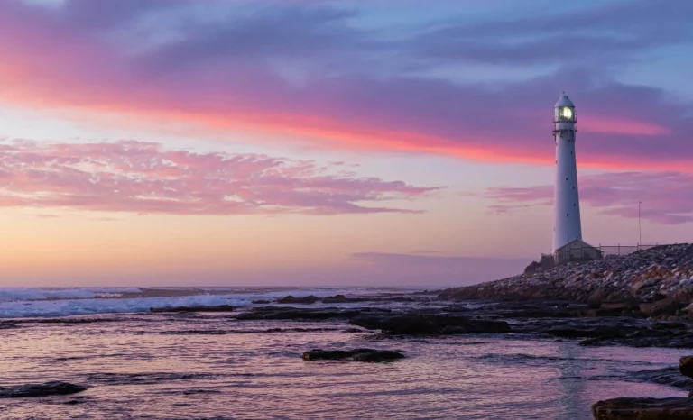 Lighthouse at sunset in Cape Town, South Africa