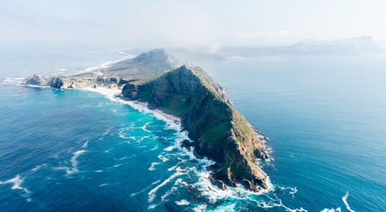 Aerial view of the Cape of Good Hope in South Africa