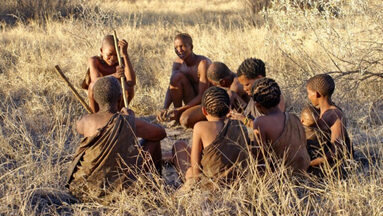 San people gathering in the Kalahari Desert.