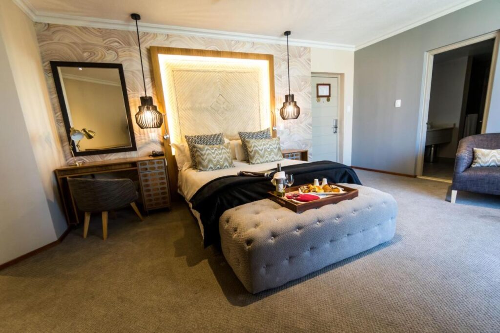 Modern hotel room with elegant decor