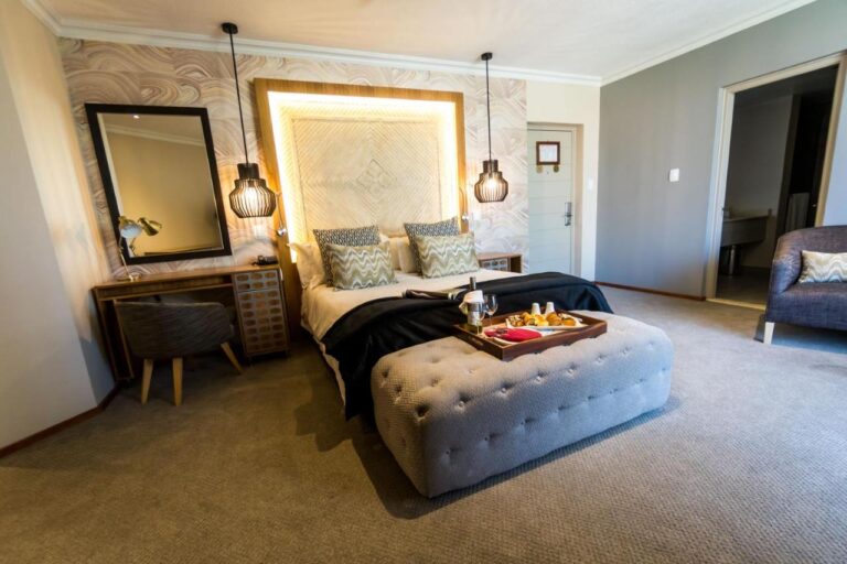 Modern hotel room with elegant decor