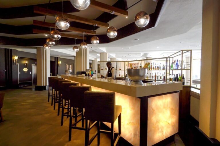 Modern luxury hotel bar interior in South Africa