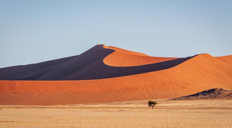 Vast sand dune landscape in Sossusvlei, Namibia.