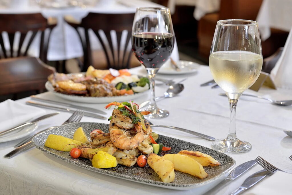 Fine dining with seafood and wine in Swakopmund restaurant