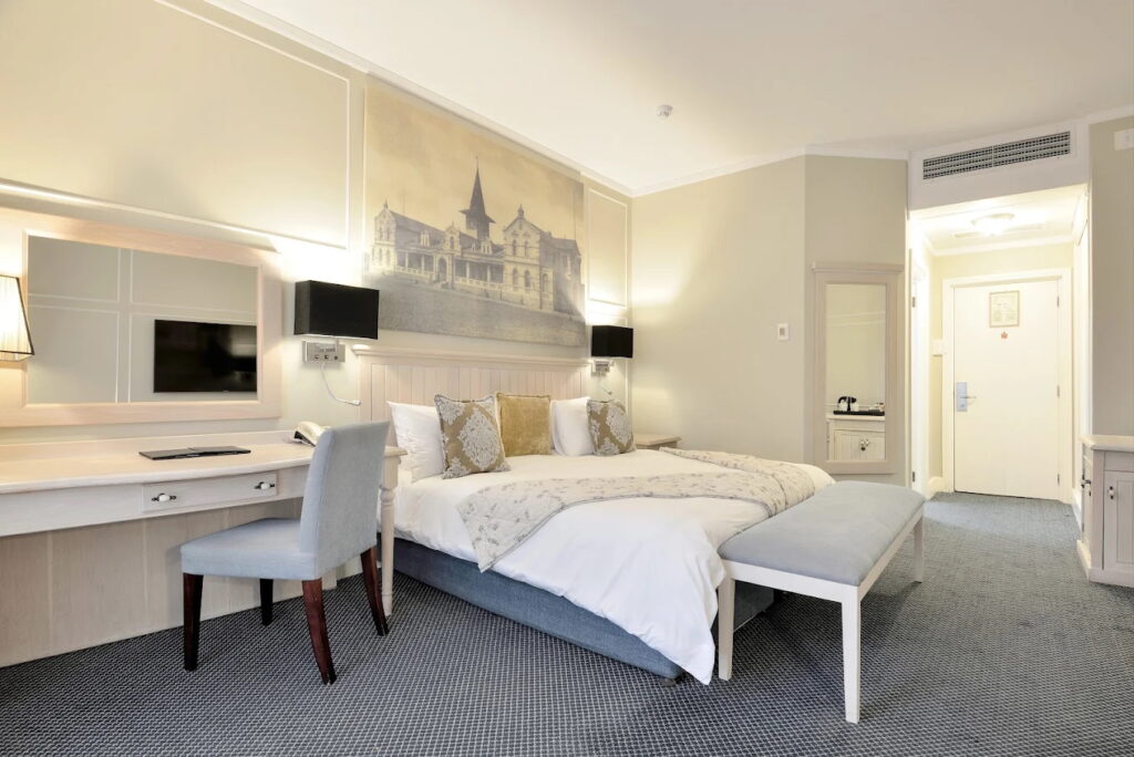 Elegant hotel room in Swakopmund with modern decor