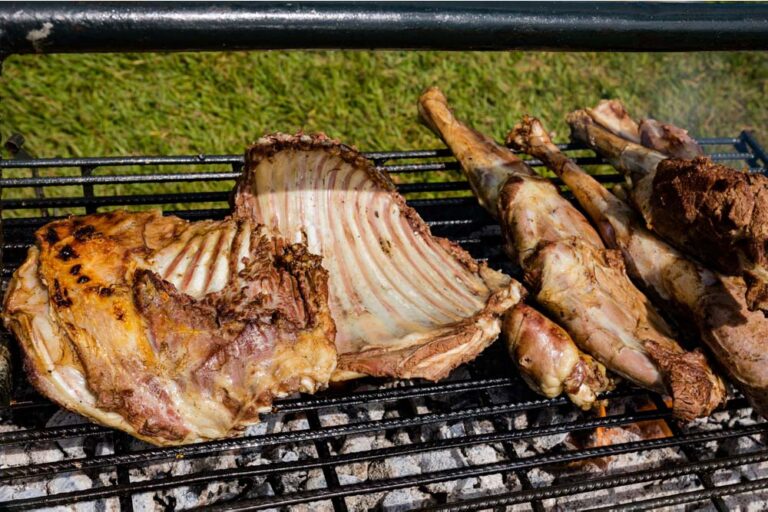 Grilled meat on a barbecue grill in Nairobi.