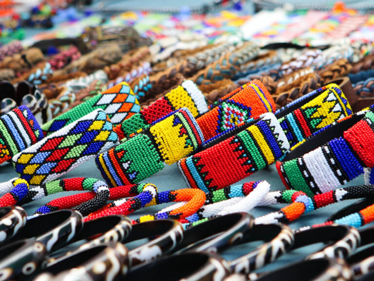 Colorful beaded jewelry at Nairobi market