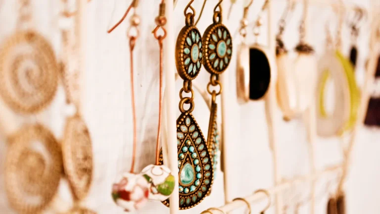 Handmade earrings displayed at Nairobi market