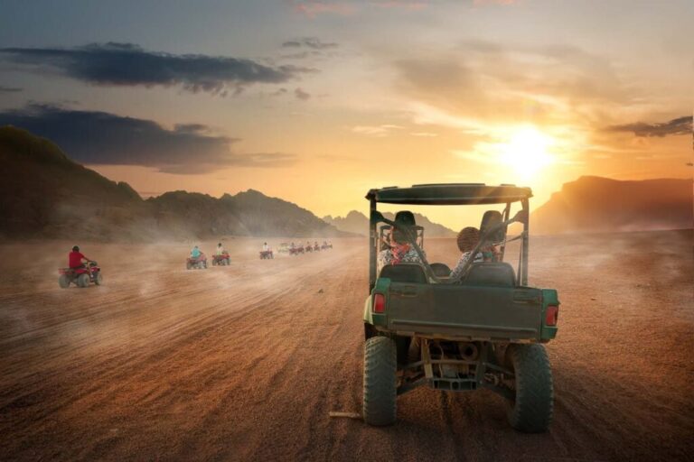 ATV tour in East African desert at sunset