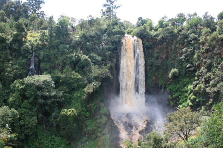 Thomson's Falls in Kenya surrounded by lush greenery