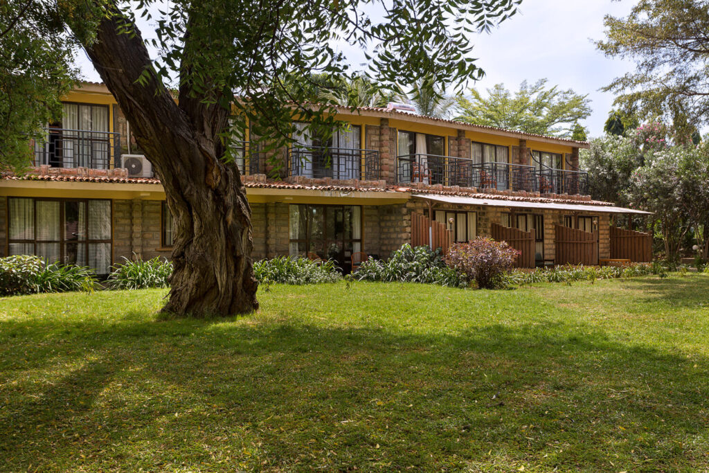 Lake Bogoria Hotel exterior view with lush gardens
