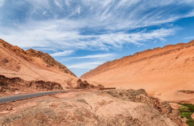 Scenic view of Flaming Mountains in Xinjiang China