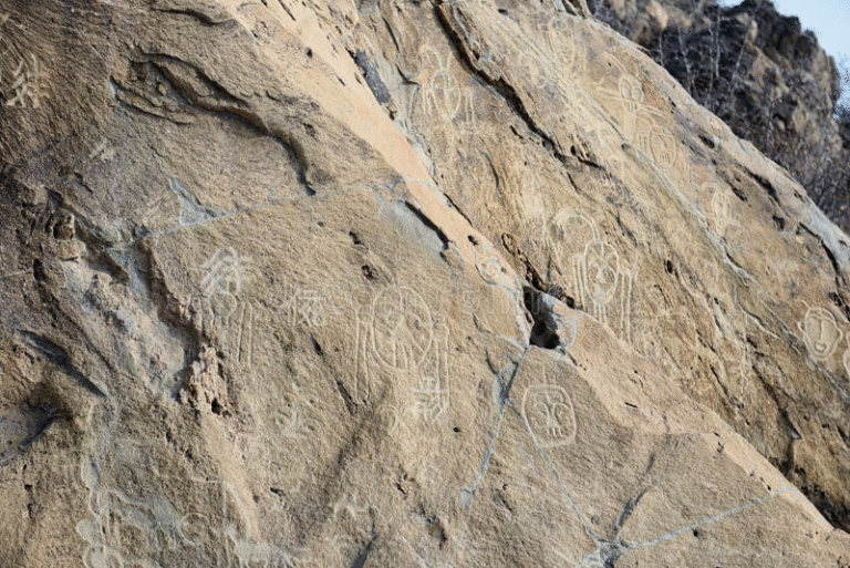 Ancient rock carvings on Helan Mountain.