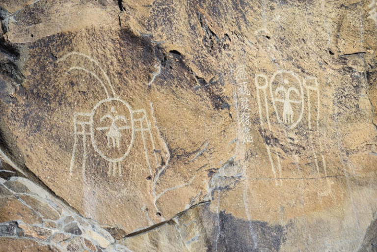 Ancient petroglyphs on Helan Mountain rock face