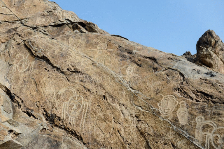 Ancient petroglyphs on Helan Mountains rock face