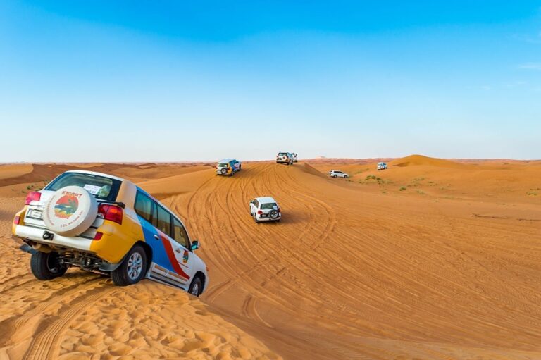 Off-road vehicles on a Dubai desert safari