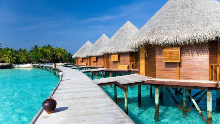 Overwater bungalows in the Maldives