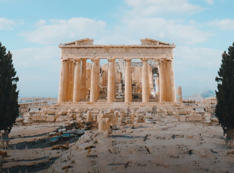 Parthenon temple in Athens with ancient columns