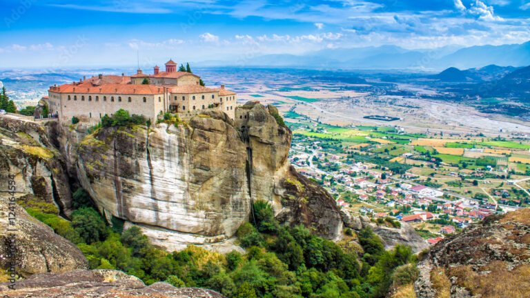 Monastery at Meteora on a rocky cliff