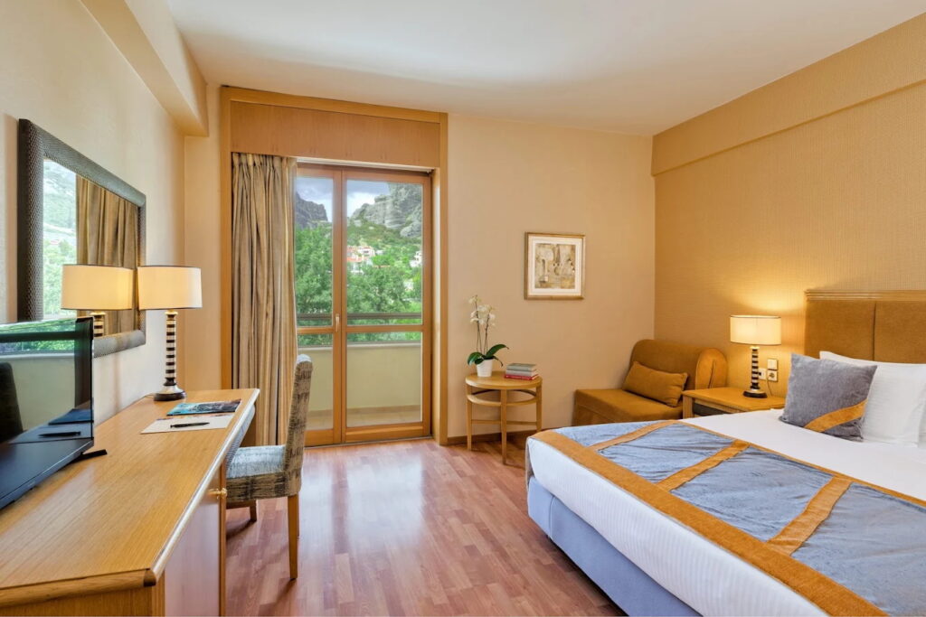 Elegant hotel room at Divani Meteora Hotel in Greece