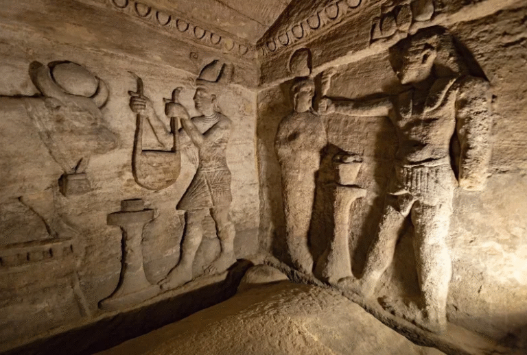 Ancient Egyptian carvings in the Catacombs of Kom El Shoqafa