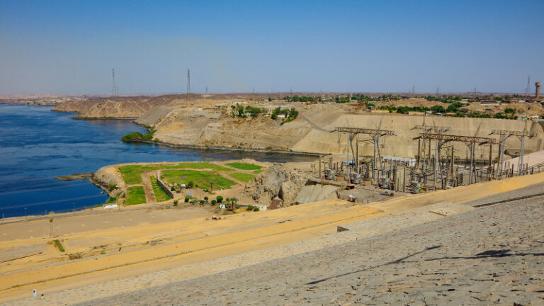 Aswan High Dam and surrounding landscape in Egypt