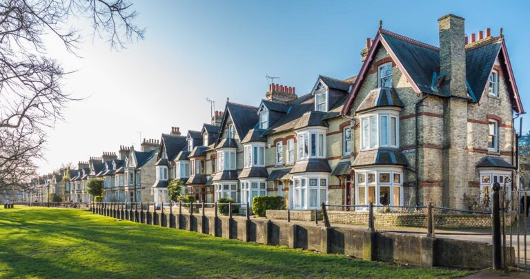 Row of terraced houses in Cambridge, UK