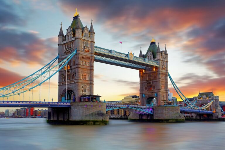 Tower Bridge in London at sunset