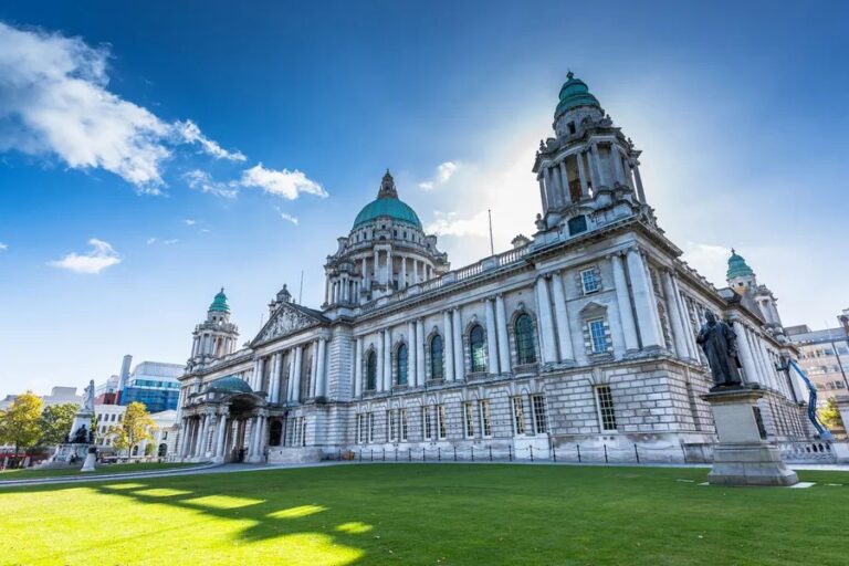 Belfast City Hall with blue sky