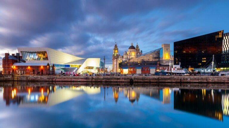 Liverpool waterfront with modern and historical buildings
