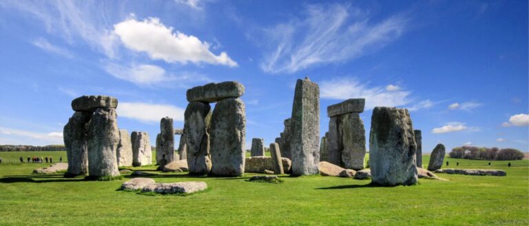 Stonehenge under a blue sky