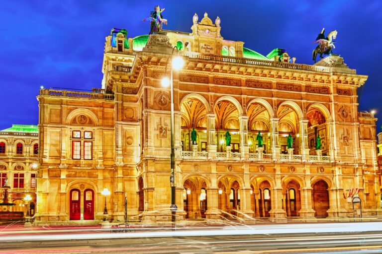 Vienna State Opera illuminated at night