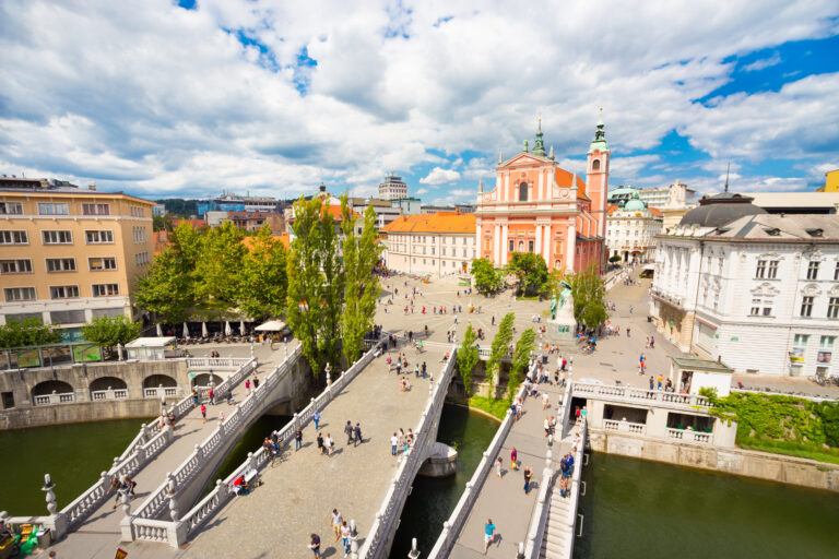 Triple Bridge and Franciscan Church in Ljubljana
