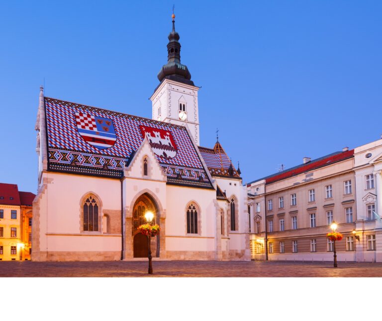 St. Mark's Church with colorful roof tiles in Zagreb, Croatia