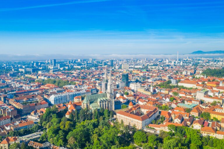 Aerial view of Zagreb Cathedral in Croatia