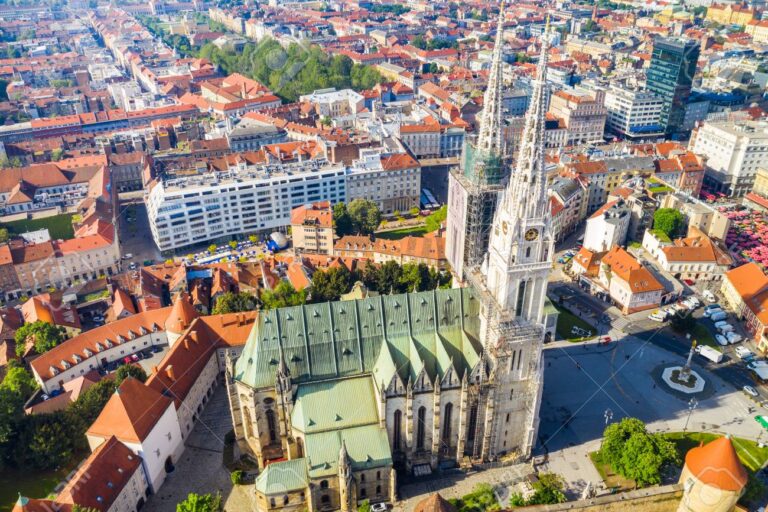 Aerial view of Zagreb Cathedral in Croatia