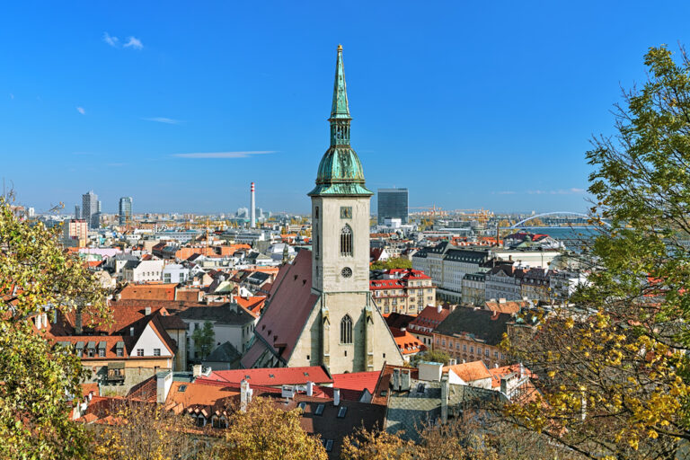St. Martin's Cathedral in Bratislava with cityscape