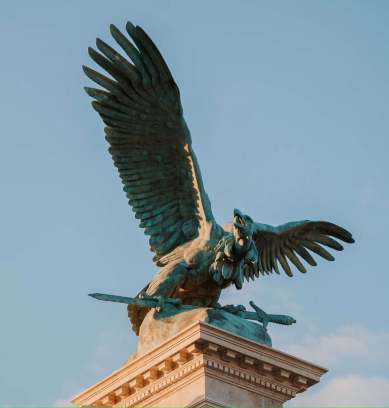 Turul bird statue in Budapest