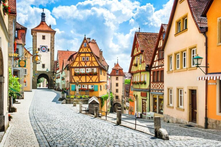 Historic street in Rothenburg ob der Tauber, Germany