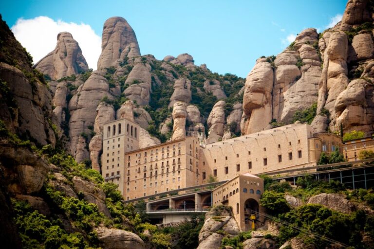 Montserrat Monastery nestled in rugged mountains.