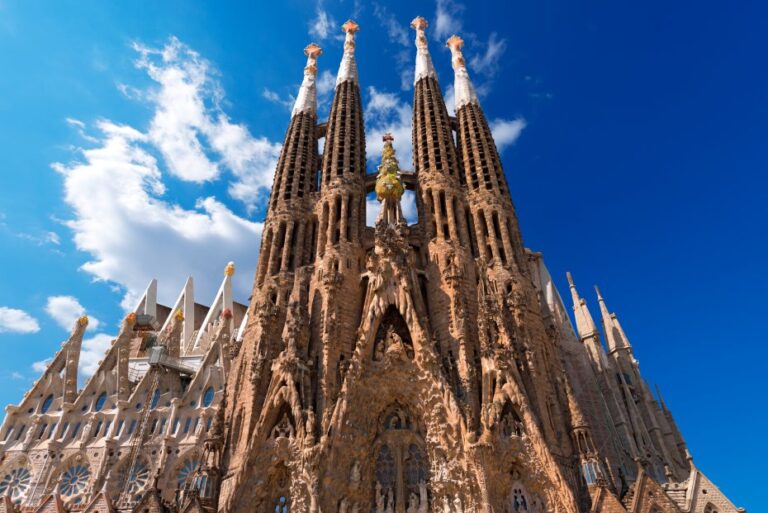 Sagrada Familia in Barcelona under a clear blue sky