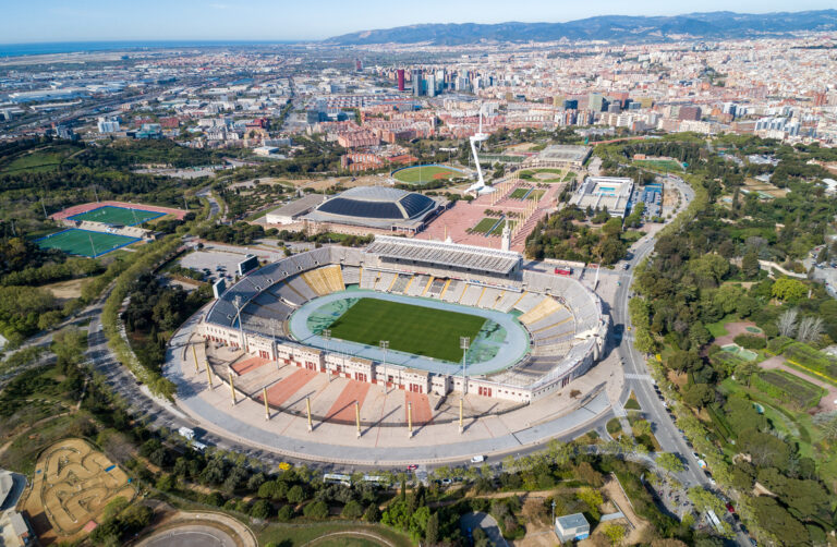 Aerial view of Olympic Stadium in Barcelona